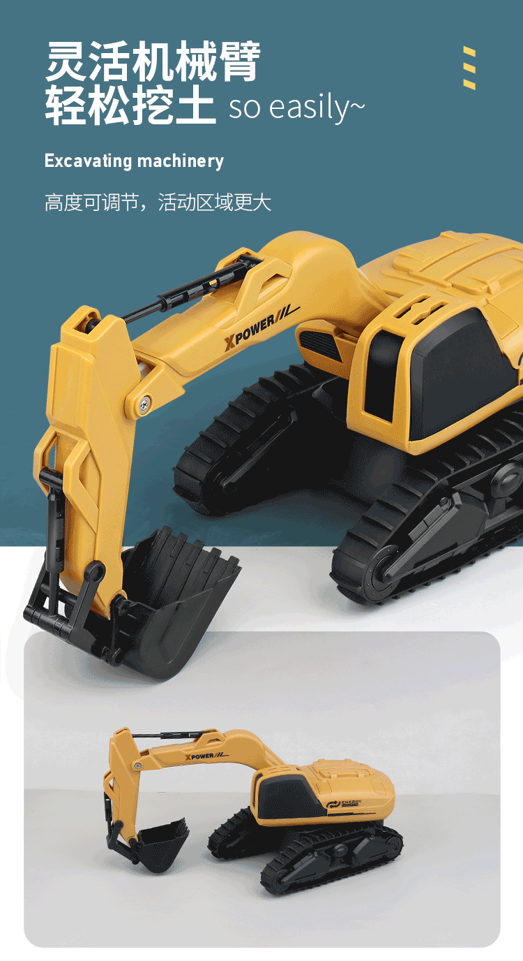 Cross-Border Leneng Excavator F4 Gesture Hydraulic Simulation Remote Control Induction Hook Digging Machine Engineering Vehicle Children Model Toy