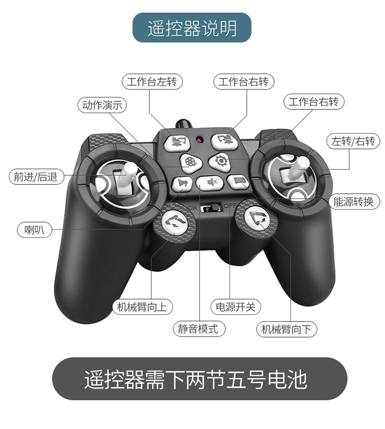Cross-Border Leneng Excavator F4 Gesture Hydraulic Simulation Remote Control Induction Hook Digging Machine Engineering Vehicle Children Model Toy