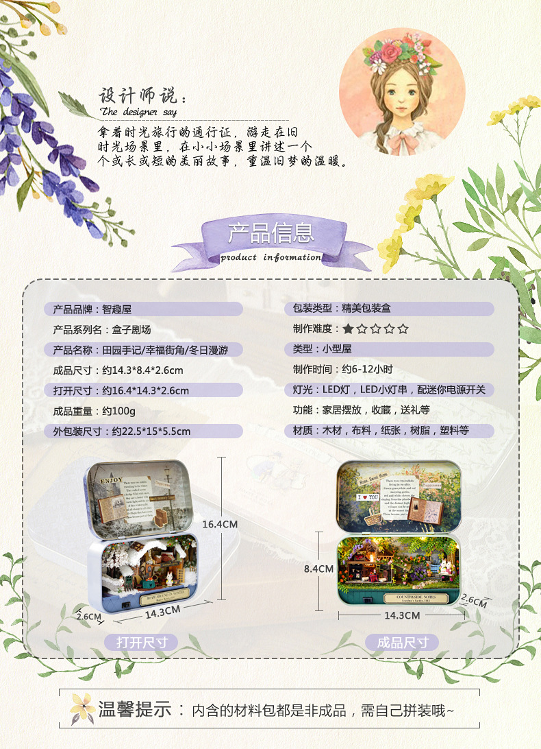 Cute Room DIY Cottage Frozen Box Theater Hand-Assembled House Model Toy One Piece Dropshipping