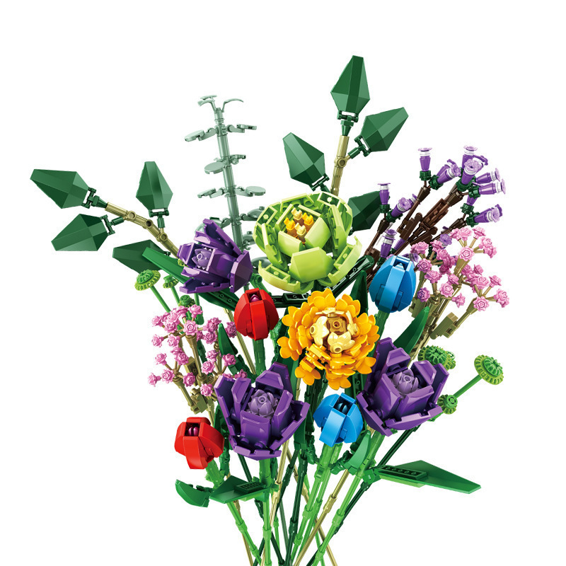 Cross-Border DIY Assembling Small Particles Building Blocks Pan Luo Si 655001-2 Decorative Bouquet Decoration Model Toy Gift