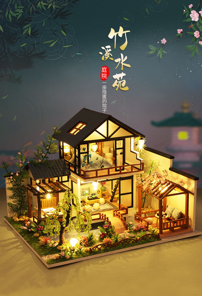 Jiate DIY Cottage Bamboo Creek Water Garden Creative Gift Birthday Gift DIY Toy Cottage Model Toy Art House Jiate DIY Cottage Bamboo Creek Water Garden Creative Gift Birthday Gift DIY Toy Cottage Model Toy Art House