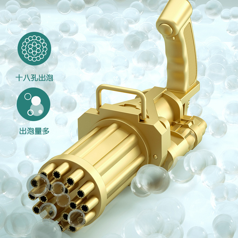 Tiktok Electric 18-Hole Bubble Gun Children&#039;s Toy Gatling Bubble Blowing Machine Automatic Factory Direct Sales