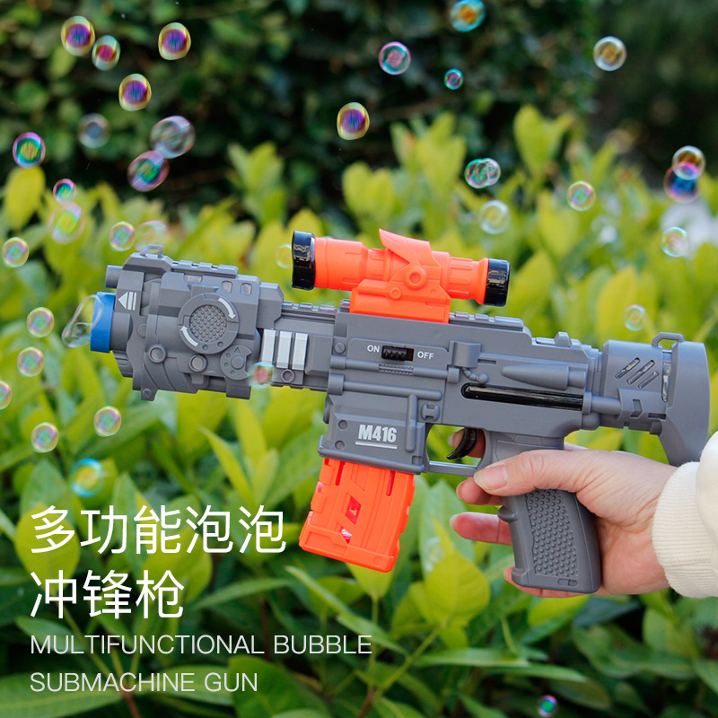 Electric Projection Music Gun Bubble Machine Boy Toy Submachine Gun Blowing Bubble Light Music Automatic Bubble Gun