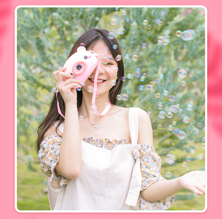 Machine Camera Trending on TikTok Same Live Broadcast Small Pink Pig Bubble Machine All Electric Children Toy Bubble Gun