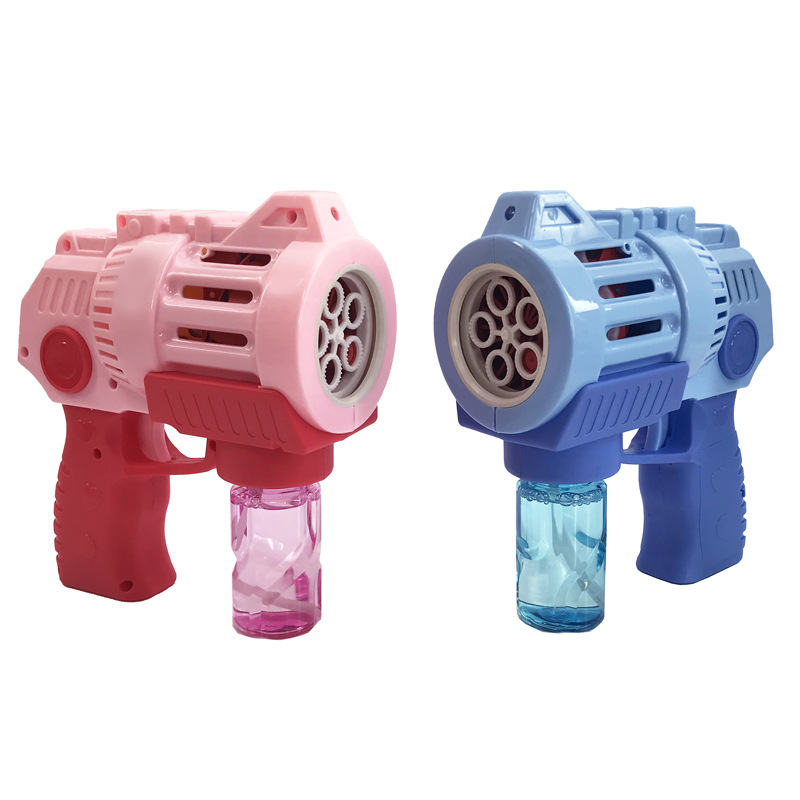 Internet Celebrity Bubble Blowing Machine TikTok Same Automatic FiveHole Bubble Gun with Light Music Electric Bubble Toy