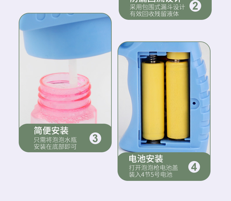 Internet Celebrity Bubble Blowing Machine TikTok Same Automatic FiveHole Bubble Gun with Light Music Electric Bubble Toy