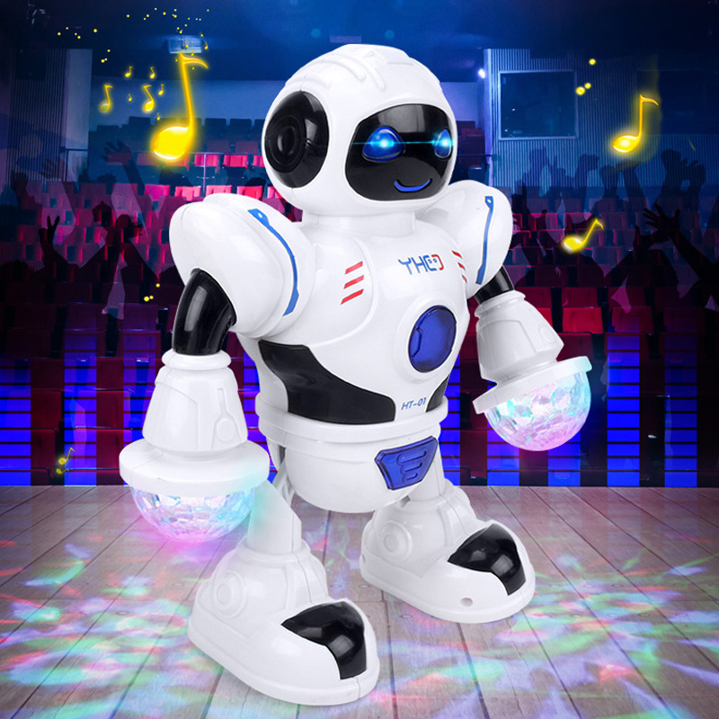 Dancing Robot Model Children's Electric Toys Light Net Red Music Hands and Feet Can Swing Stall Hot Sale Electric toy