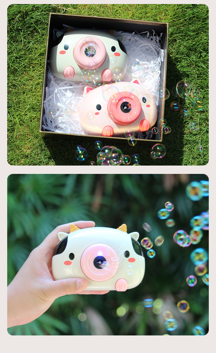 Tiktok Same Style Bubble Machine Pig Crab Bubble Machine Electric Bubble Blowing Camera Girl Toy Stall Supply