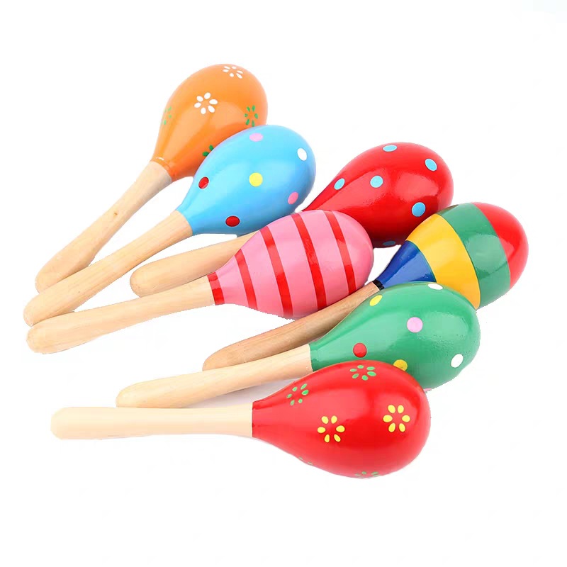 Medium 20cm Sand Hammer Kindergarten Early Education Music Children&#039;s Grip Wooden Maracas Training Baby Toy Orff