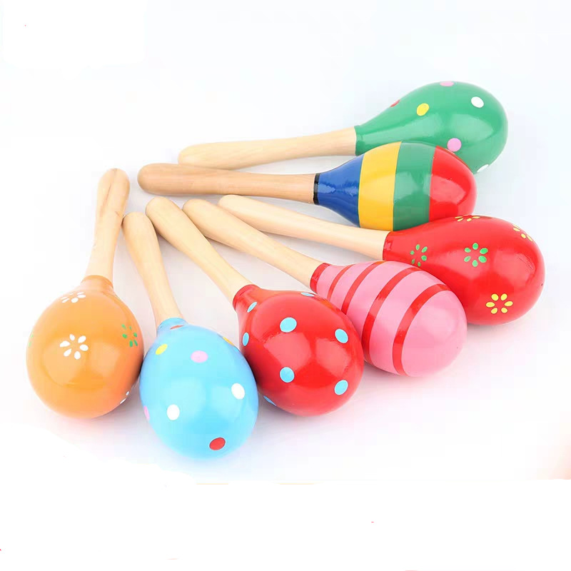Medium 20cm Sand Hammer Kindergarten Early Education Music Children&#039;s Grip Wooden Maracas Training Baby Toy Orff