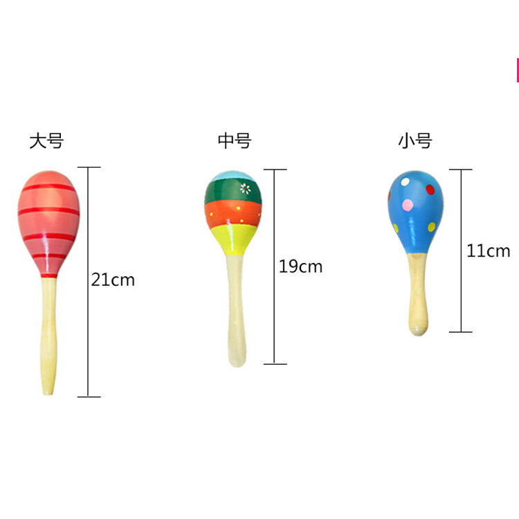 Wholesale Wooden Cartoon Sand Ball Wooden Sand Hammer Training Auditory Rattle Baby Exercise Hand Holding Musical Instrument Toy