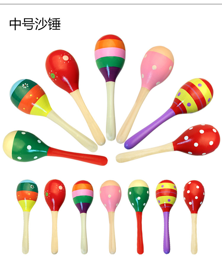 Wholesale Wooden Cartoon Sand Ball Wooden Sand Hammer Training Auditory Rattle Baby Exercise Hand Holding Musical Instrument Toy Wholesale Wooden Cartoon Sand Ball Wooden Sand Hammer Training Auditory Rattle Baby Exercise Hand Holding Musical Instrument Toy