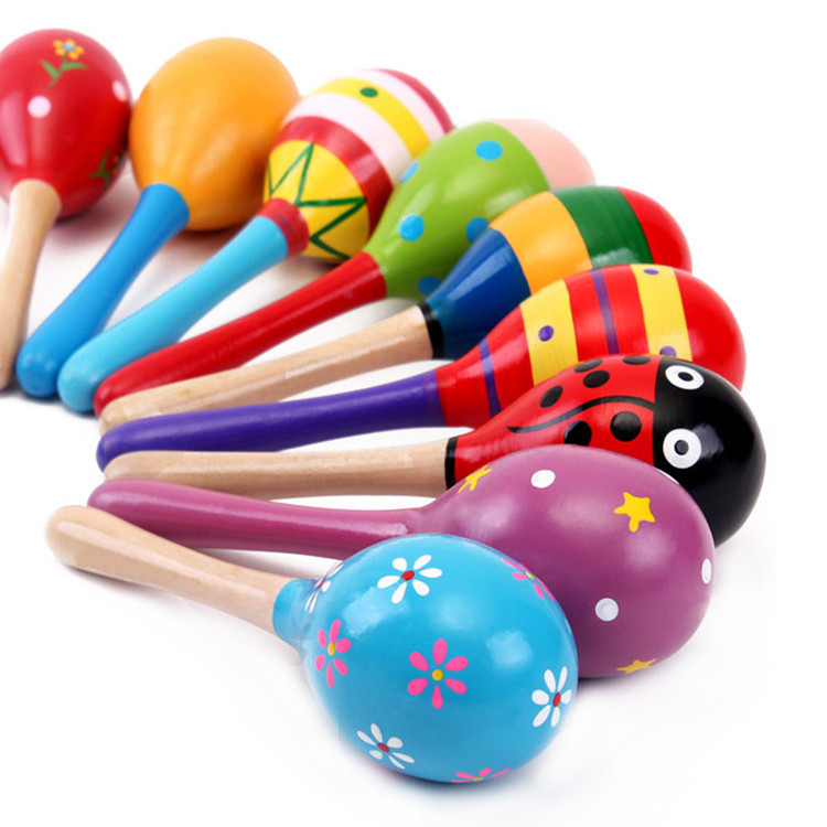 Sand Hammer  Sales Wooden 19cm Medium Size Sand Hammer Wooden Cartoon Sand Ball Infant Orff Early Education Toys
