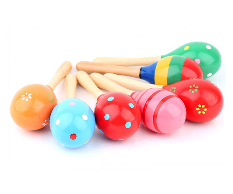 Medium 20cm Sand Hammer Early Childhood Education Music Children's Grip Wooden Maracas Training Baby Toy Orff
