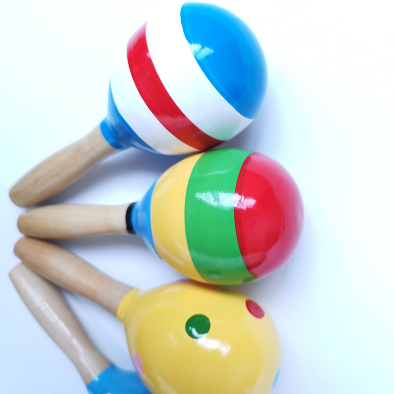 Medium Sand Hammer 13cm Toddler Wooden Maracas Early Education Audio-Visual Training Baby Toy Source Manufacturer Orff