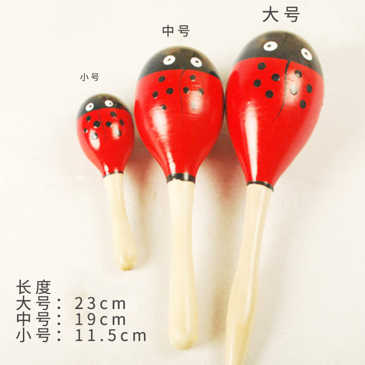 Wooden Cartoon Sand Ball Wooden Sand Hammer Auditory Training Rattle Infant Exercise Hand Holding Musical Instrument Toy Hot Sale