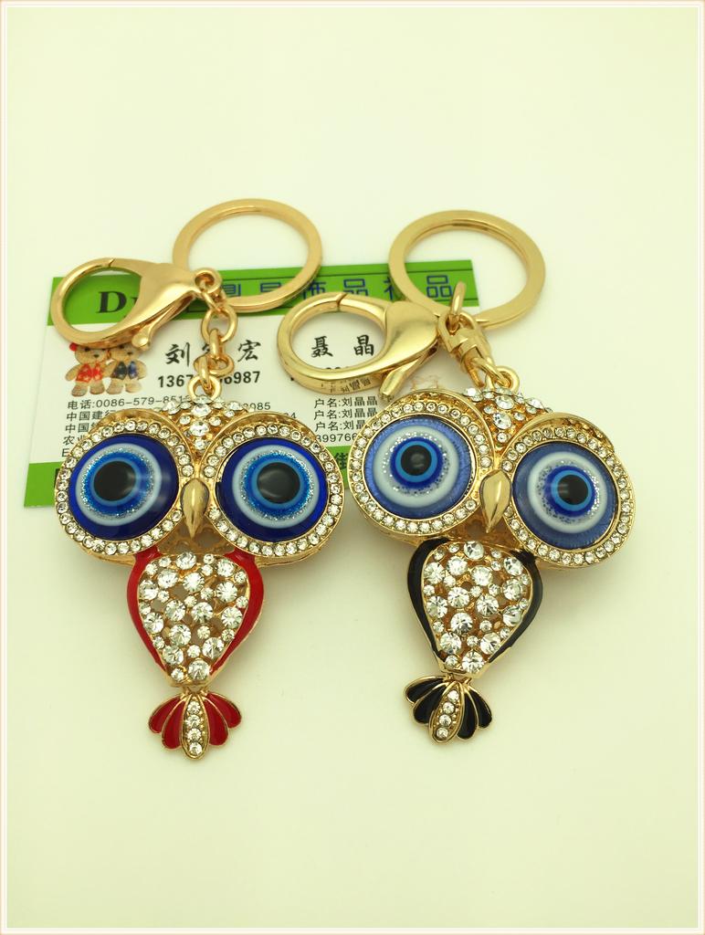 Diamond key buckle owl drill Keychain boutique Diamond Pendant buckle diamond alloy car
