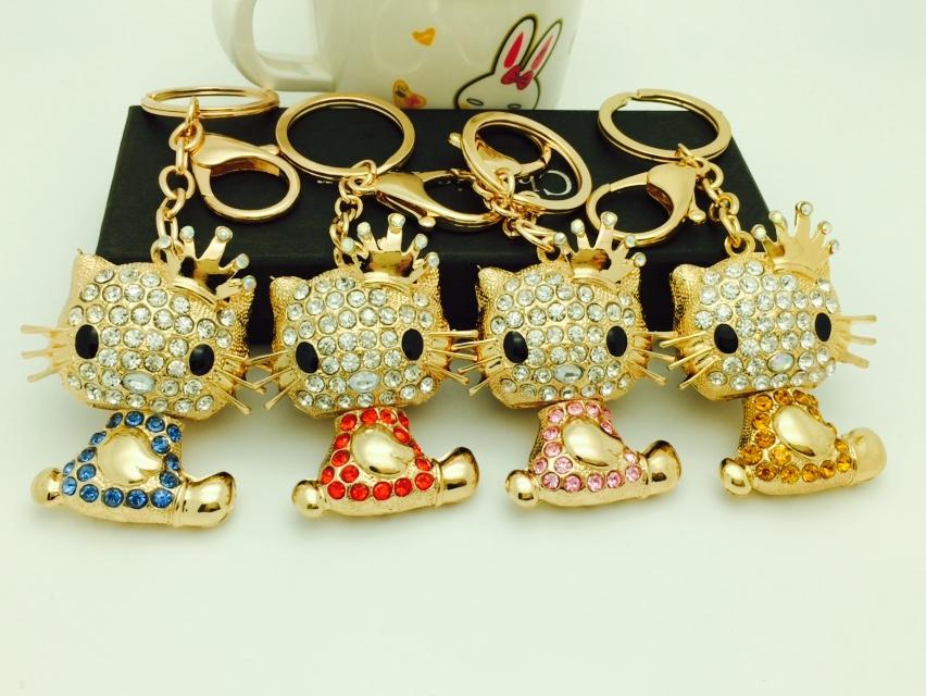 Korean KT Rhinestone diamond crown Keychain key buckle point men and women fashion creative Keychain