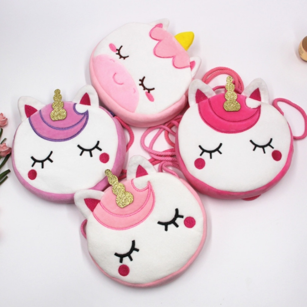 Plush Toys (Unicorn) Satchel Children's Satchel 18cm Unicorn Satchel Plush Bag Cotton String Satchel Crossbody Bag