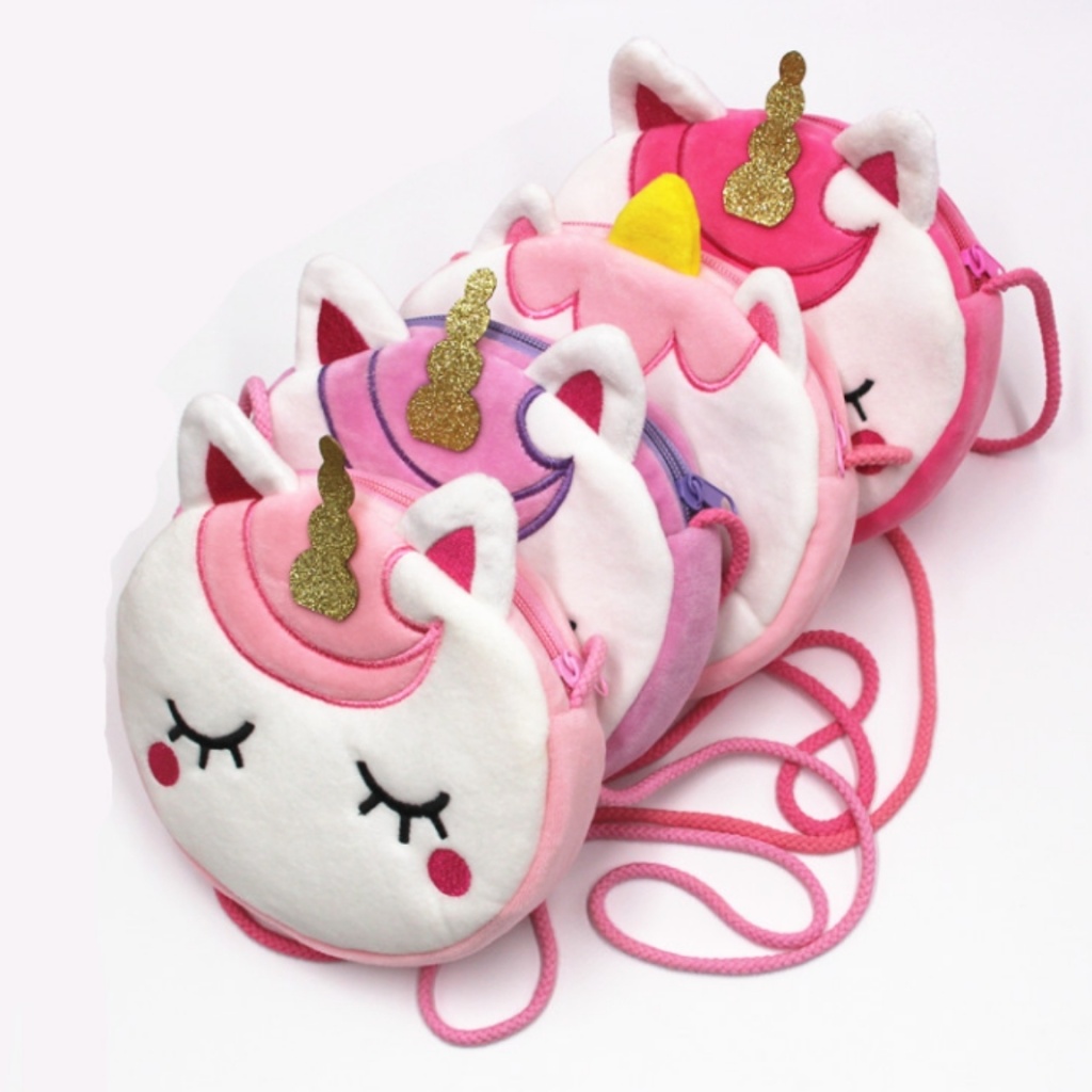 Plush Toys (Unicorn) Satchel Children's Satchel 18cm Unicorn Satchel Plush Bag Cotton String Satchel Crossbody Bag