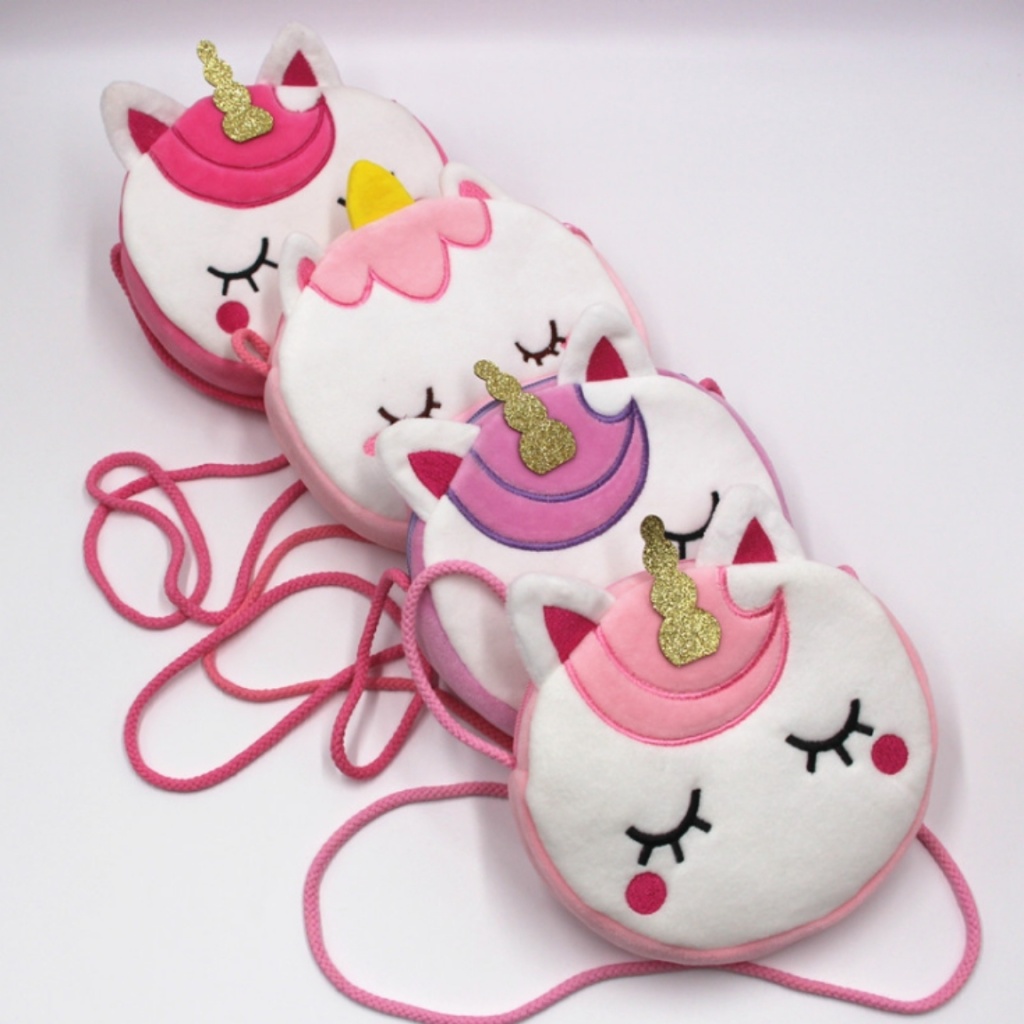 Plush Toys (Unicorn) Satchel Children's Satchel 18cm Unicorn Satchel Plush Bag Cotton String Satchel Crossbody Bag