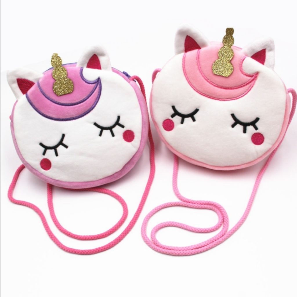Plush Toys (Unicorn) Satchel Children's Satchel 18cm Unicorn Satchel Plush Bag Cotton String Satchel Crossbody Bag