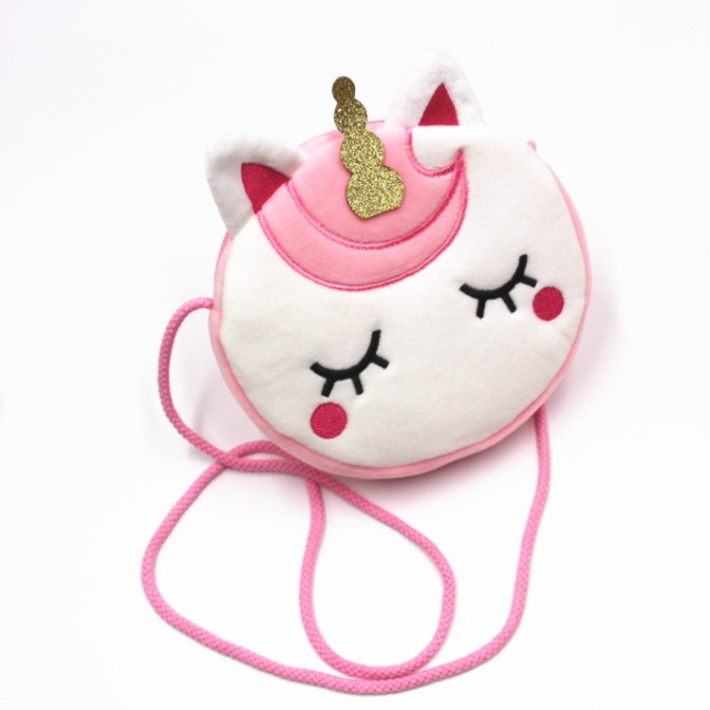Plush Toys (Unicorn) Satchel Children's Satchel 18cm Unicorn Satchel Plush Bag Cotton String Satchel Crossbody Bag