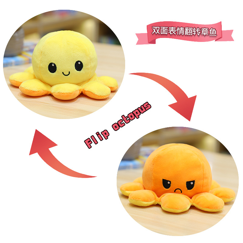Plush Toys Cute Flip Octopus Doll TikTok Small Octopus Doll Double-Sided Flip Octopus Plush Toy