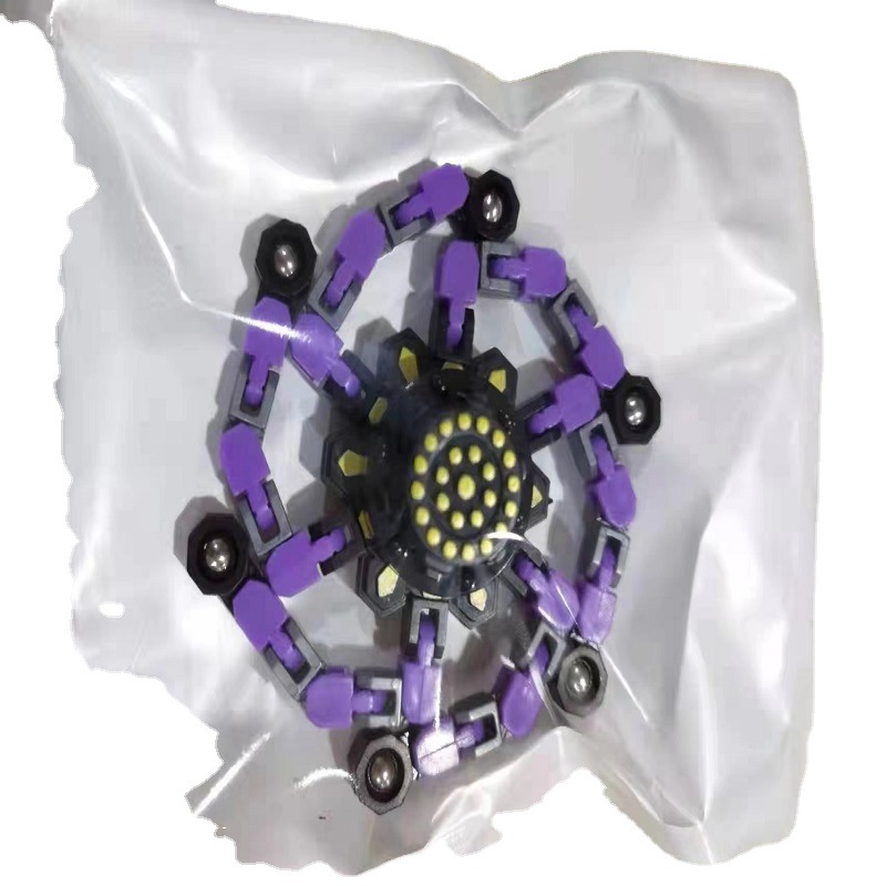 Cross-Border Hot TikTok Fingertip Mechanical Gyro Decompression Transformable Mecha Chain Bearing Fingertip Gyro Children&#039;s Toy