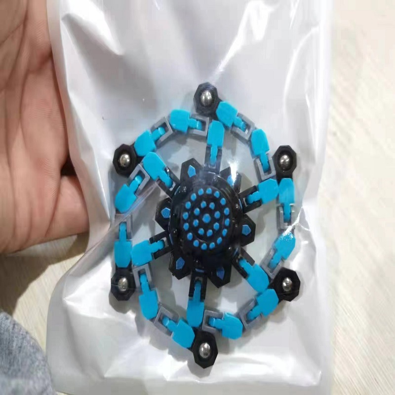 Cross-Border Hot TikTok Fingertip Mechanical Gyro Decompression Transformable Mecha Chain Bearing Fingertip Gyro Children&#039;s Toy