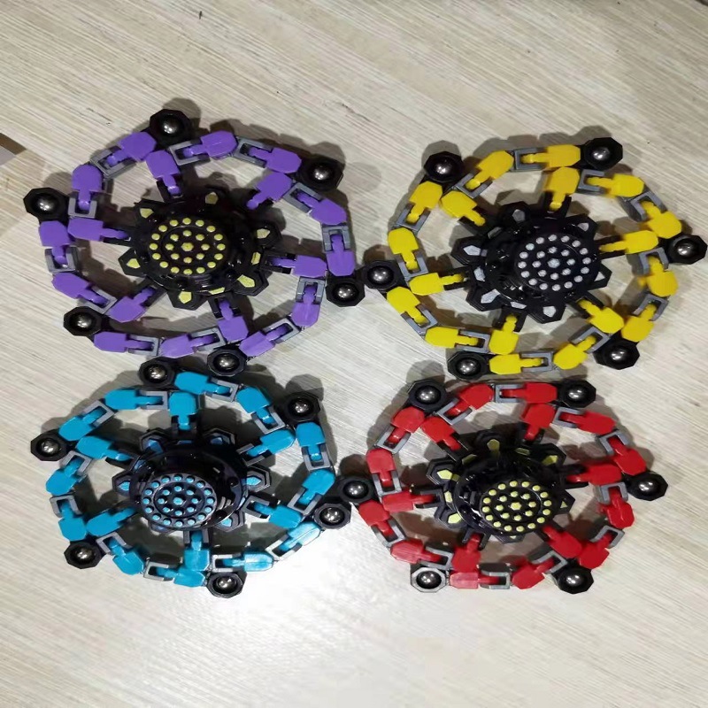 Cross-Border Hot TikTok Fingertip Mechanical Gyro Decompression Transformable Mecha Chain Bearing Fingertip Gyro Children&#039;s Toy