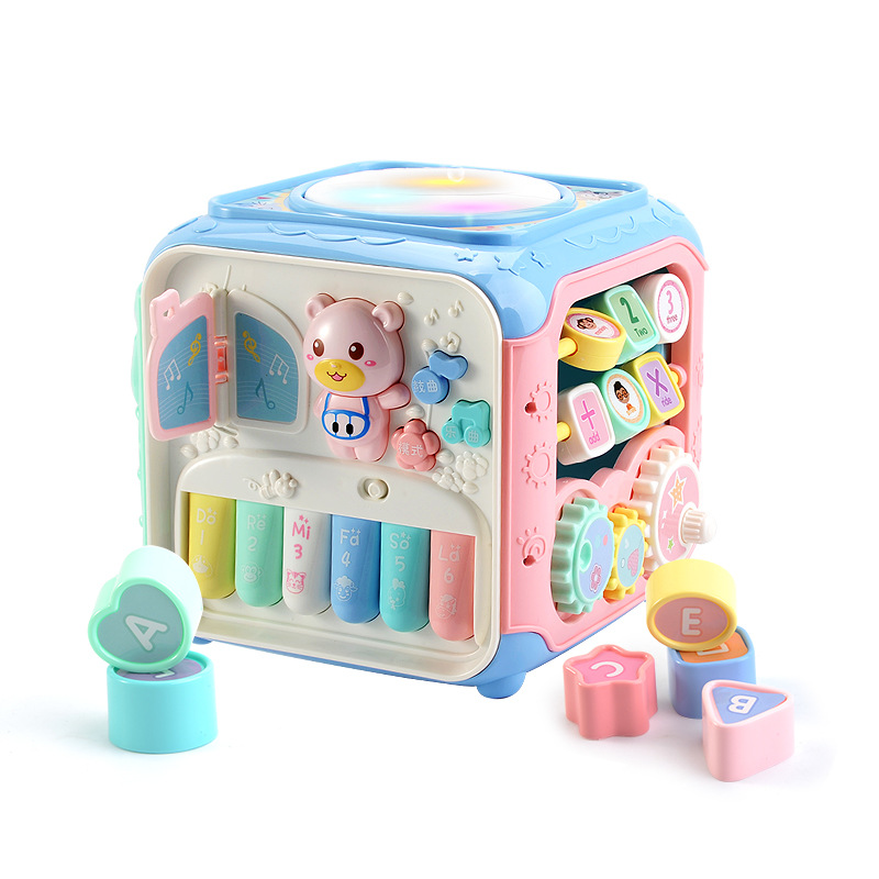 Cross-Border Hot Baby Toys Hexahedron Baby Puzzle 0-1 Year Old Boys and Girls Music Drum Early Education Toys Wholesale