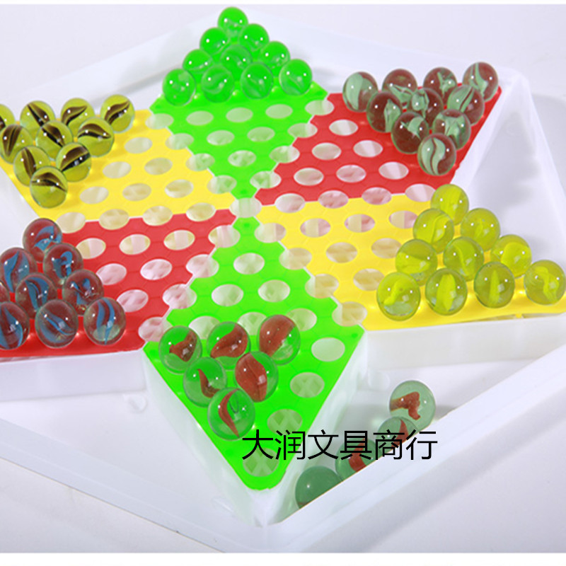 Marbles Checkers  Children&#039;s Chinese Checkers Puzzle Micro Glass Bead Checkers Youth Casual Chess Board Game Checkers