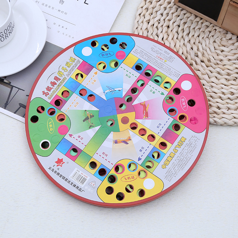 Children&#039;s Casual Glass Marbles Large-Sized Checkers Aeroplane Chess Two-in-One Educational Toys Factory Direct Sales Marbles Jump