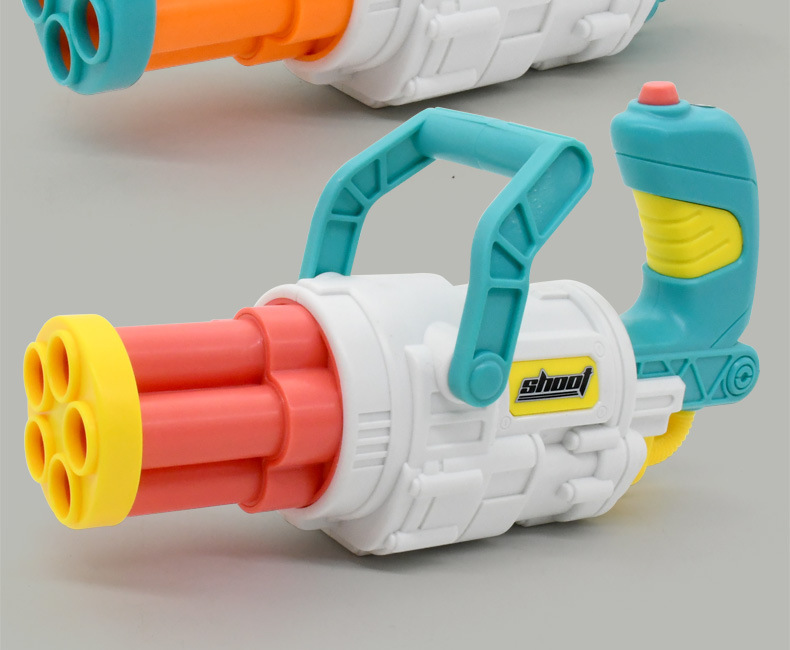 New Children's Soft Elastic Gatling Toy Gun Sucker Sponge Eva Bullet Air-Powered Toy Five-Piece Hair