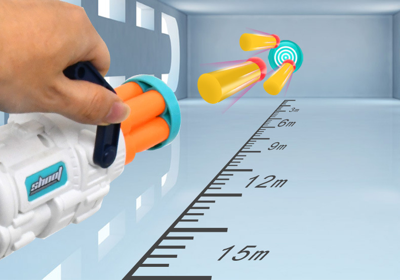 New Children's Soft Elastic Gatling Toy Gun Sucker Sponge Eva Bullet Air-Powered Toy Five-Piece Hair