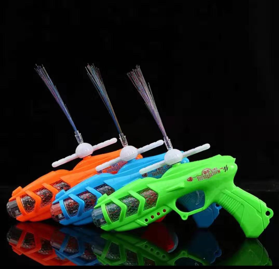 Colorful optical fiber music projection electric toy gun children's luminous toy square night market toy wholesale