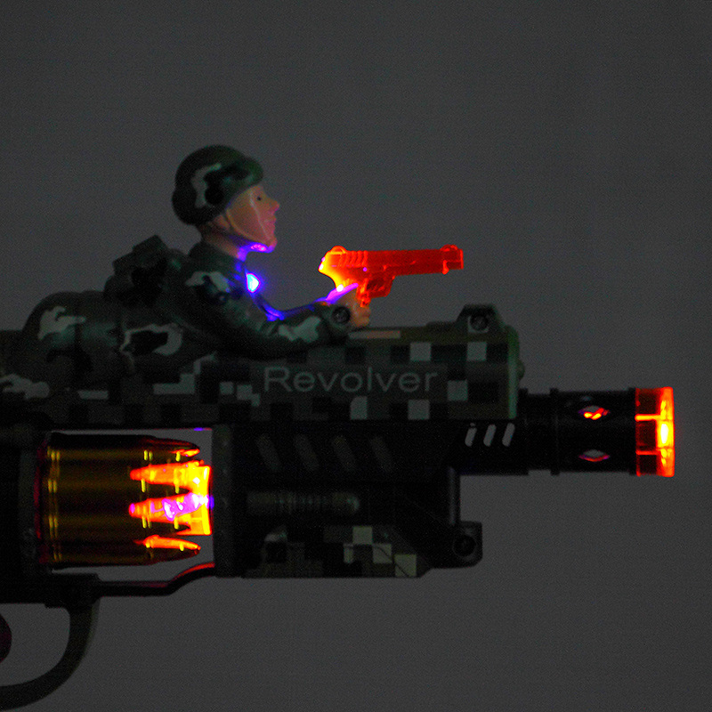 New children educational electric lighting music vibration toy gun gentian bright silver gun manufacturers direct sales