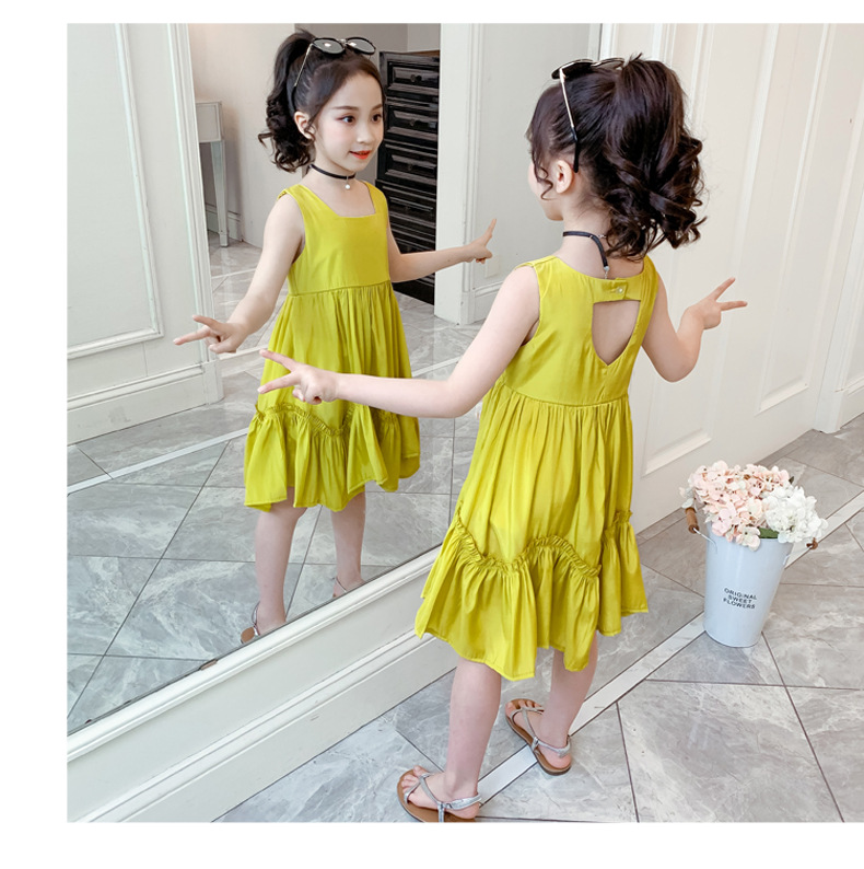 2021 Summer New Girl Princess Dress Medium and Big Children Doll Collar Chiffon Dress Internet Celebrity Summer Dress