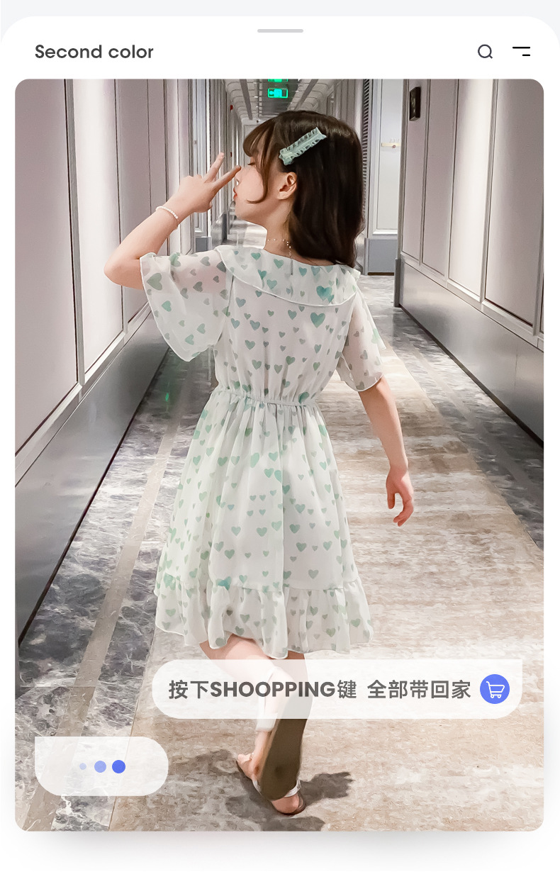 2021 Summer New Girl Princess Dress Medium and Big Children Doll Collar Chiffon Dress Internet Celebrity Summer Dress