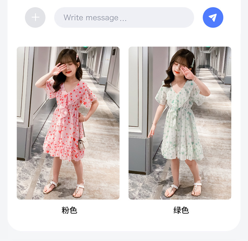 2021 Summer New Girl Princess Dress Medium and Big Children Doll Collar Chiffon Dress Internet Celebrity Summer Dress