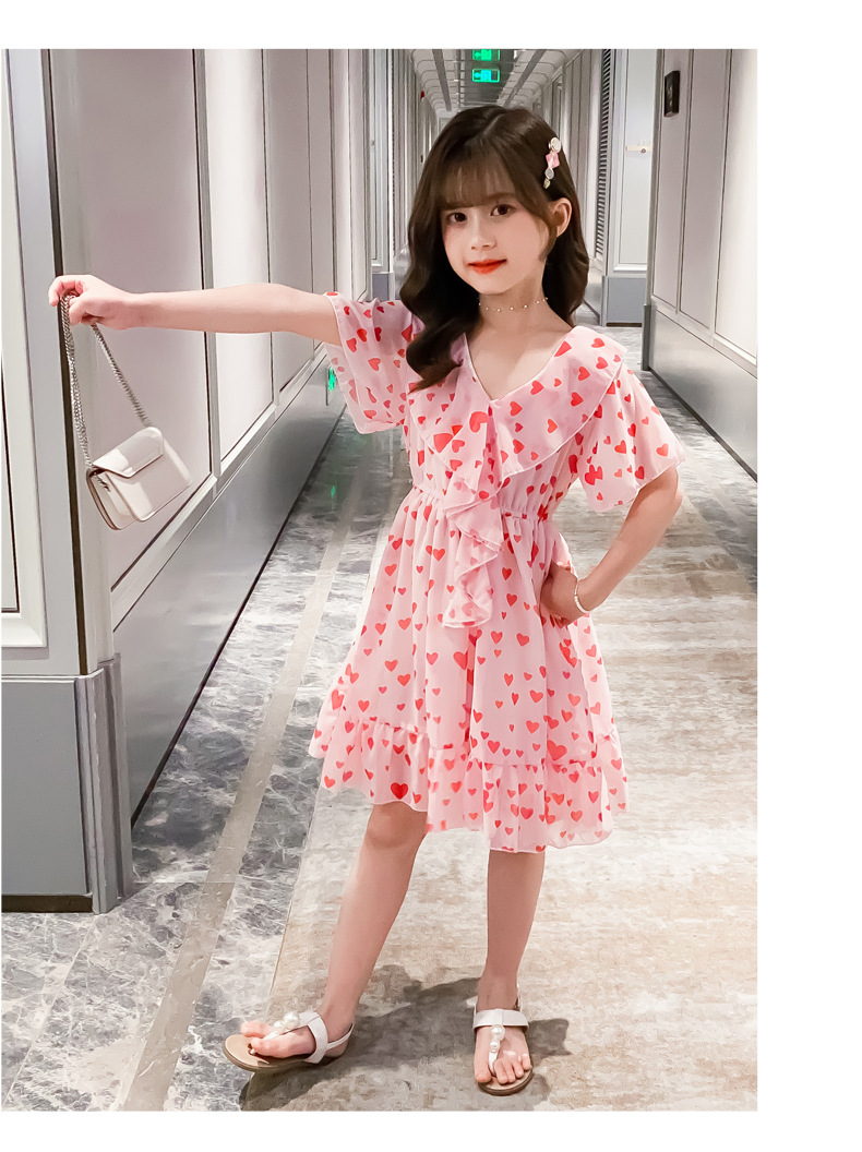 2021 Summer New Girl Princess Dress Medium and Big Children Doll Collar Chiffon Dress Internet Celebrity Summer Dress