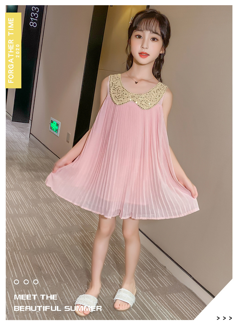 2021 Summer New Girl Princess Dress Medium and Big Children Doll Collar Chiffon Dress Internet Celebrity Summer Dress