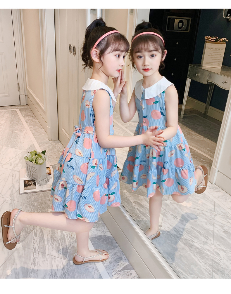 2021 Summer New Girl Princess Dress Medium and Big Children Doll Collar Chiffon Dress Internet Celebrity Summer Dress