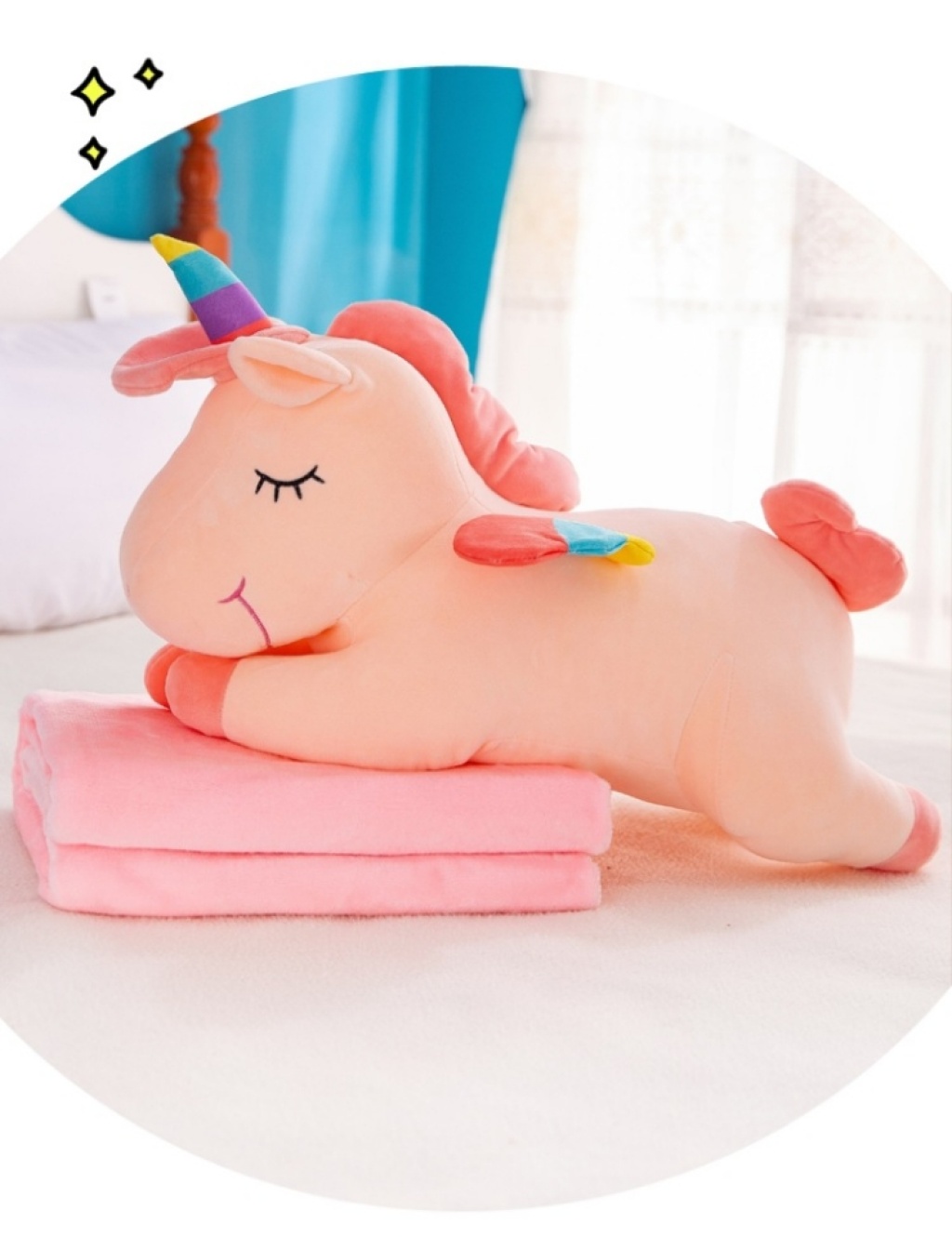 The Ins hot style unicorn hair toys napping and sleeping air conditioners are sold by blanket car pillow manufacturers