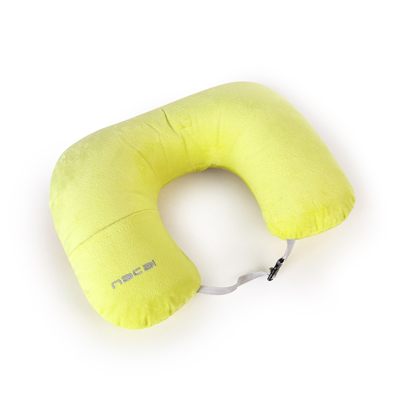 NACAI Candy Color U-Shape Pillow Airplane Portable Inflatable Pillow Velvet Cover Outdoor Travel Business Trip Cervical Pillow
