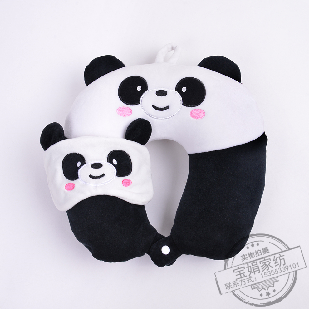 U-Shaped Pillow Neck Pillow Travel Neck Pillow Cartoon Neck Pillow Cute Pillow Student Nap Pillow with Goggle Set