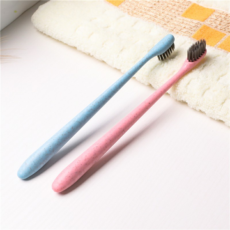 Wheat Straw Children&#039;s Toothbrush Filament Soft Hair Adult Portable Travel Couple Bamboo Charcoal Head Single Tube Packing Toothbrush