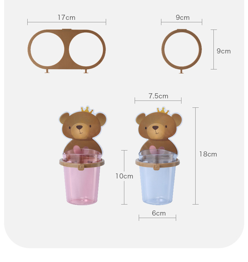 Punch-Free Bear Toothbrush Cup Holder Creative Wall-Mounted Children's Washing Cup Storage Tooth-Cleaners Gargle Punch-Free Bear Toothbrush Cup Holder Creative Wall-Mounted Children's Washing Cup Storage Tooth-Cleaners Gargle