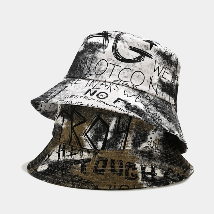 Tie-dye Letter Printing Fashion Hip-hop Unisex Bucket Hat 20